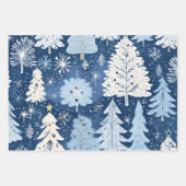 Winter Wonderland: Blauwe en witte kerstboom Inpakpapier Vel (Voorkant)