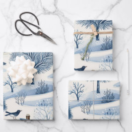 Winter Wonderland: Blauwe en witte kerstboom Inpakpapier Vel