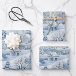 Winter Wonderland: Blauwe en witte kerstboom Inpakpapier Vel