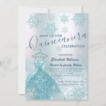 Winter wonderland blauwe jurk glittery ombre invit