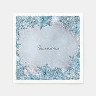 Winter Wonderland Blauwe Sneeuwvlokken Elegant Fee Servetten