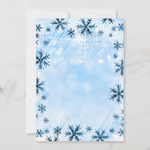 Winter Wonderland Blauwe Sneeuwvlokken Feest Uitno Kaart (Achterkant)