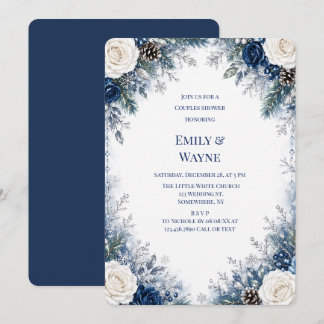 Winter Wonderland Blauwe & Witte Rozen Koppel Brui Kaart