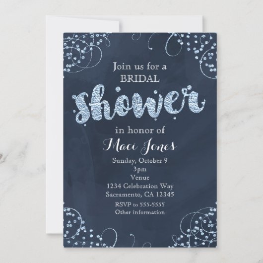 Winter Wonderland Bleu Bridal Show Invitation (Devant)