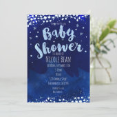 Winter Wonderland Blue Baby Shower Invitations (Debout devant)