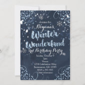 Winter Wonderland Blue Elegant Party Uitnodigingen (Voorkant)