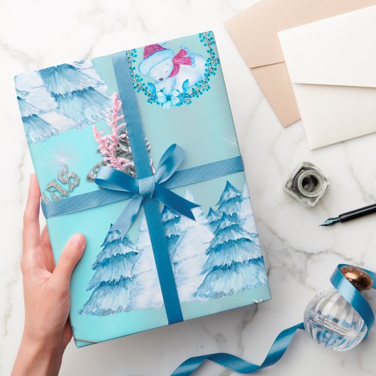 Winter Wonderland Blue en Silver Kerstmis Cadeaupapier