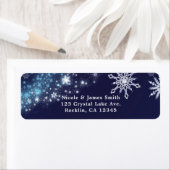 Winter Wonderland Blue en White Sparkle Snowflakes Etiket (Insitu)