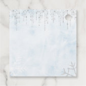 Winter Wonderland Blue Silver Snow Ice Sweet 16 Bedankjes Labels (Achterkant)