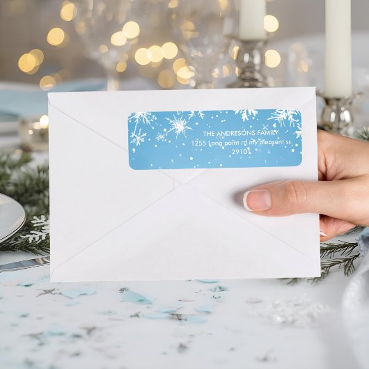 Winter Wonderland Blue Snowflake Etiket