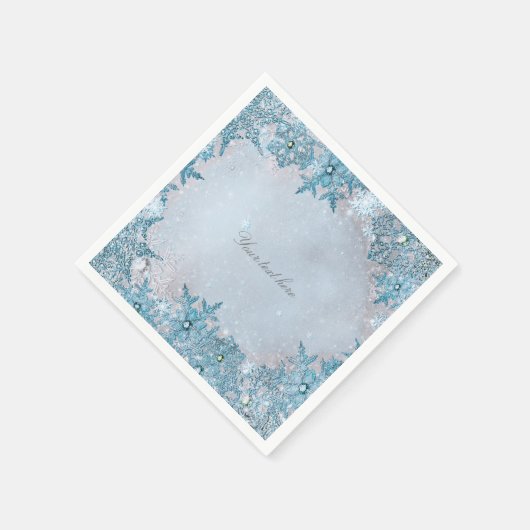 Winter Wonderland Blue Snowflakes Elegant Party Servetten (Hoek)