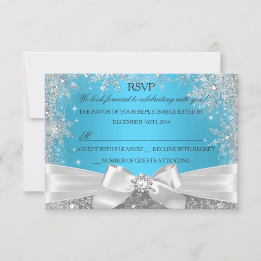 Winter Wonderland Blue Sweet 16 RSVP (Devant)
