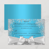 Winter Wonderland Blue Sweet 16 RSVP (Devant / Derrière)