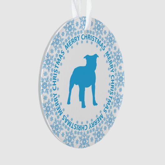 Winter Wonderland Blue & White Snowflake Hondenras Ornament (voorkant)