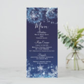 Winter Wonderland Blue & White Snowflakes Menu (Debout devant)