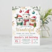 Winter Wonderland Boho Sneeuwdieren 3e Verjaardag Kaart (Staand voorkant)