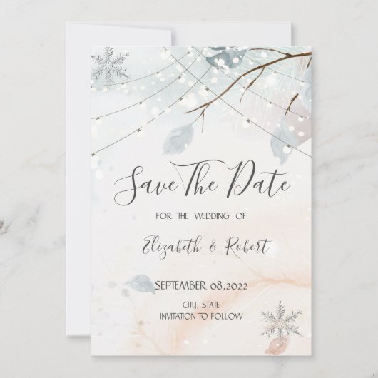 Winter Wonderland, boomtak sparen de Datum Save The Date (Voorkant)