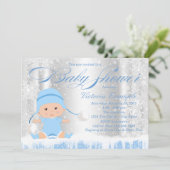 Winter Wonderland Boy Baby shower Invitation (Debout devant)