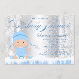Winter Wonderland Boy Baby shower Kaart