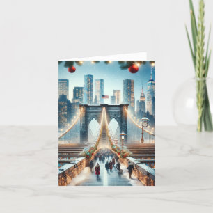 Winter Wonderland. Brooklyn Bridge - New York Feestdagen Kaart