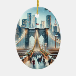 Winter Wonderland. Brooklyn Bridge - New York Keramisch Ornament