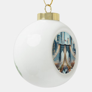 Winter Wonderland. Brooklyn Bridge - New York Keramische Bal Ornament