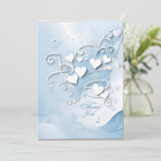 Winter Wonderland bruiloft dank u kaarten (Staand voorkant)