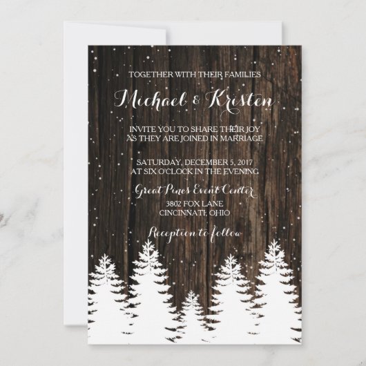 Winter Wonderland bruiloft uitnodigingen (Voorkant)