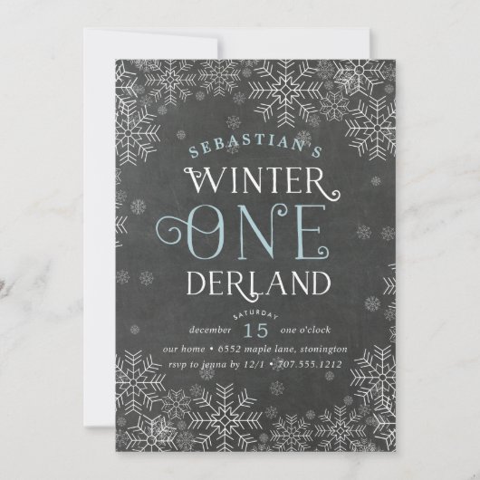Winter Wonderland Chalkboard Premier Invitation d' (Devant)