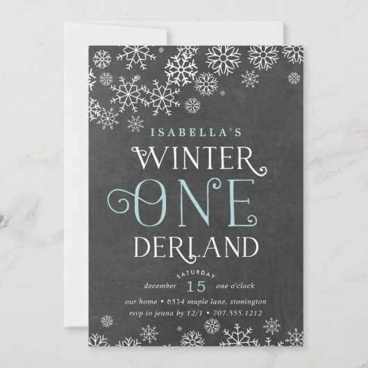 Winter Wonderland Chalkboard Premier Invitation d' (Devant)