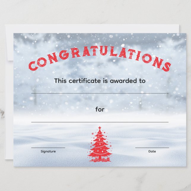 Winter Wonderland Christmas Award Certificate (Voorkant)