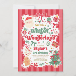 Winter Wonderland Christmas Coquette Bow Birthday Kaart