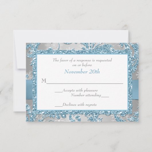 Winter Wonderland, Coeurs joints Mariage RSVP 2 (Dos)