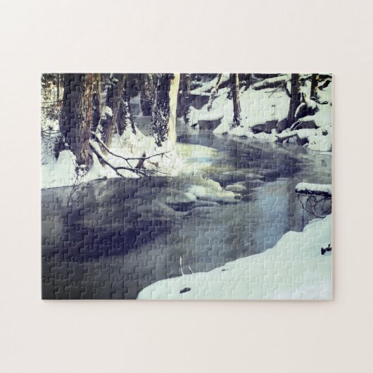 Winter Wonderland Creek Snow Ice Frost Landschap Legpuzzel (Horizontaal)