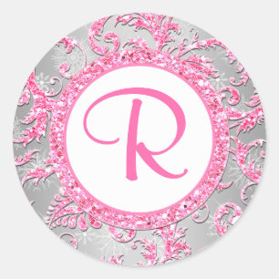 Winter Wonderland Damask Bat Mitzvah Sticker