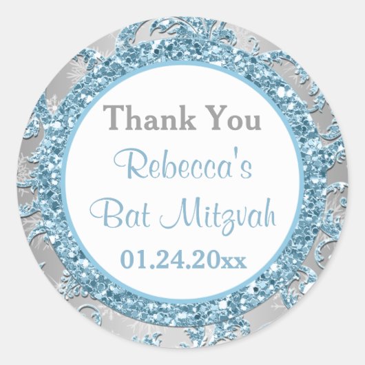 Winter Wonderland Damast Bat Mitzvah Sticker 7 (Voorkant)
