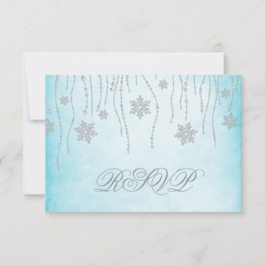 Winter Wonderland Diamond Snowflakes carte RSVP (Devant)