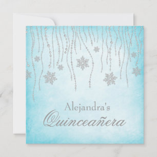 Winter Wonderland Diamond Snowflakes Quinceanera Kaart