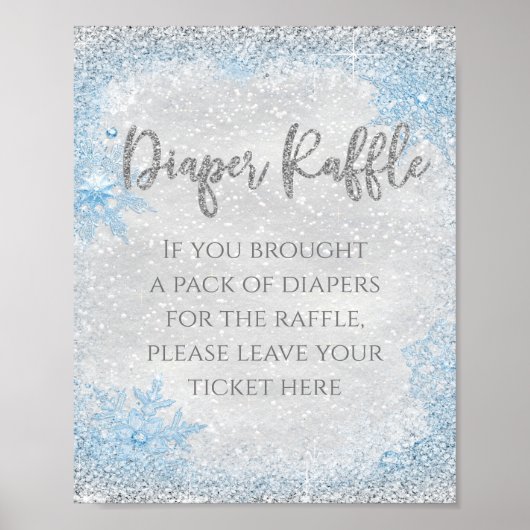 Winter Wonderland Diaper Raffle Table Sign Poster (Voorkant)