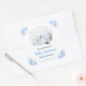 Winter Wonderland Dieren Baby shower Bookplate Vierkante Sticker (Envelop)