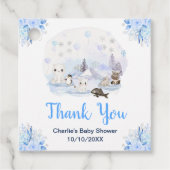 Winter Wonderland Dieren Baby shower Dank u Bedankjes Labels (Voorkant)