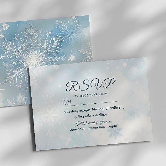 Winter Wonderland Dusty Blue carte RSVP