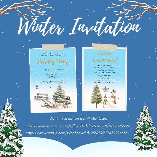 Winter Wonderland Dusty Blue Holiday Kaart