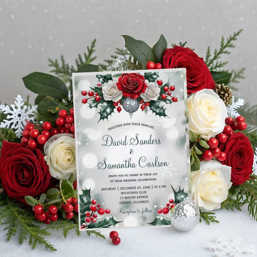 Winter Wonderland Elegant Forest Lights Wedding Kaart
