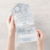 Winter Wonderland Elegant Script Sneeuwbruiloft All In One Uitnodiging (Afscheurbaar)