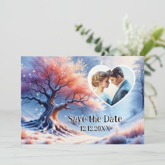 Winter Wonderland Enregistrer la date Faire-part p (Debout devant)