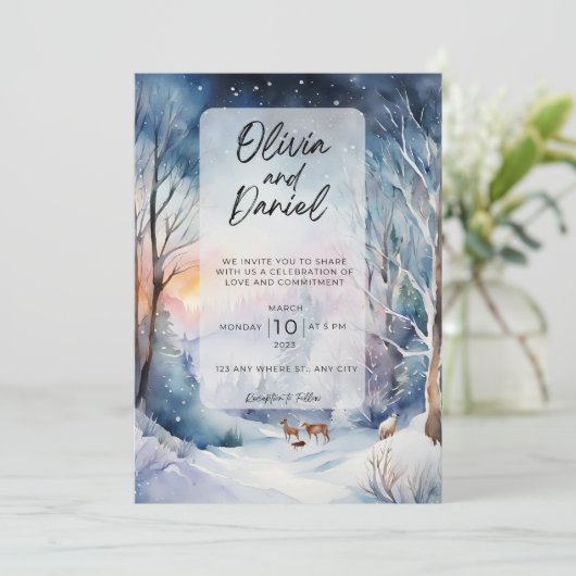 Winter Wonderland Faire-part de mariage (Debout devant)