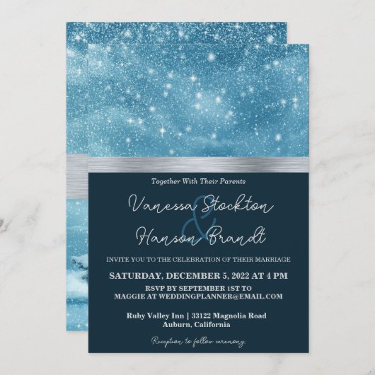 Winter Wonderland Faire-part de mariage (Devant / Derrière)