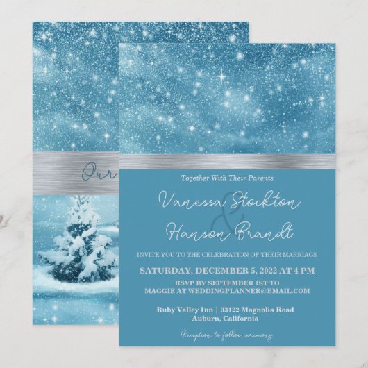 Winter Wonderland Faire-part de mariage (Devant / Derrière)