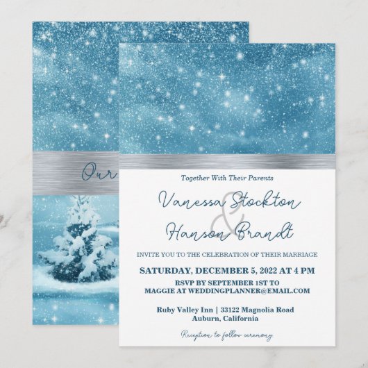 Winter Wonderland Faire-part de mariage (Devant / Derrière)